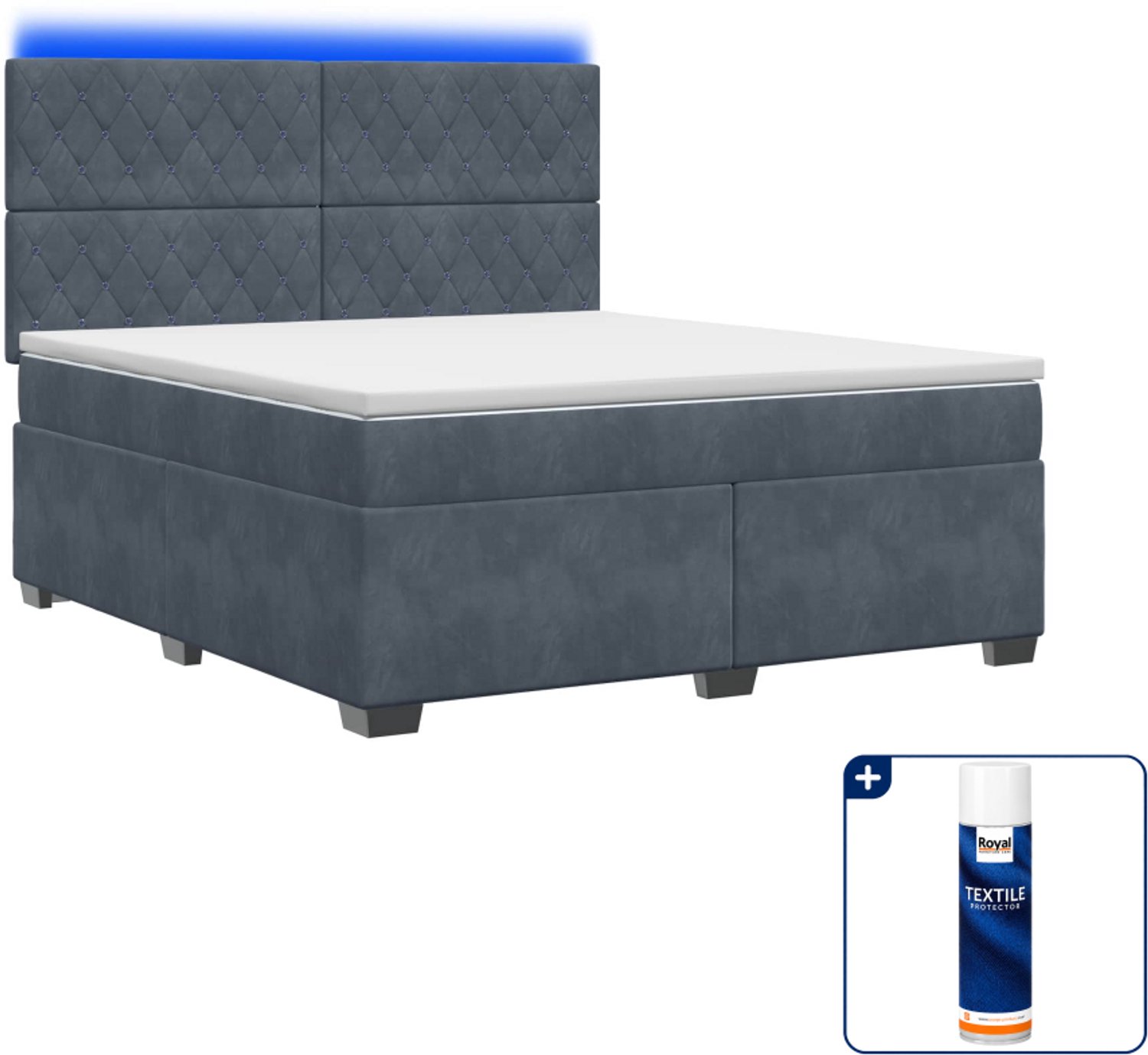 vidaXL Boxspringbed - Queensize - 160 x 200 cm - donkergrijs - Inclusief textielbeschermer 500 ml Donker Grijn