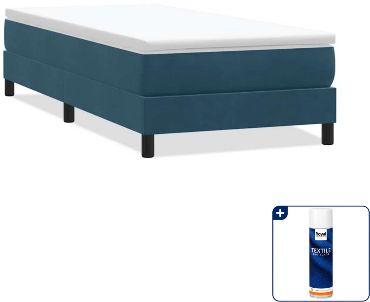vidaXL boxspring 100 x 210 cm - fluweel - donkerblauw - Inclusief textielbeschermer 500 ml