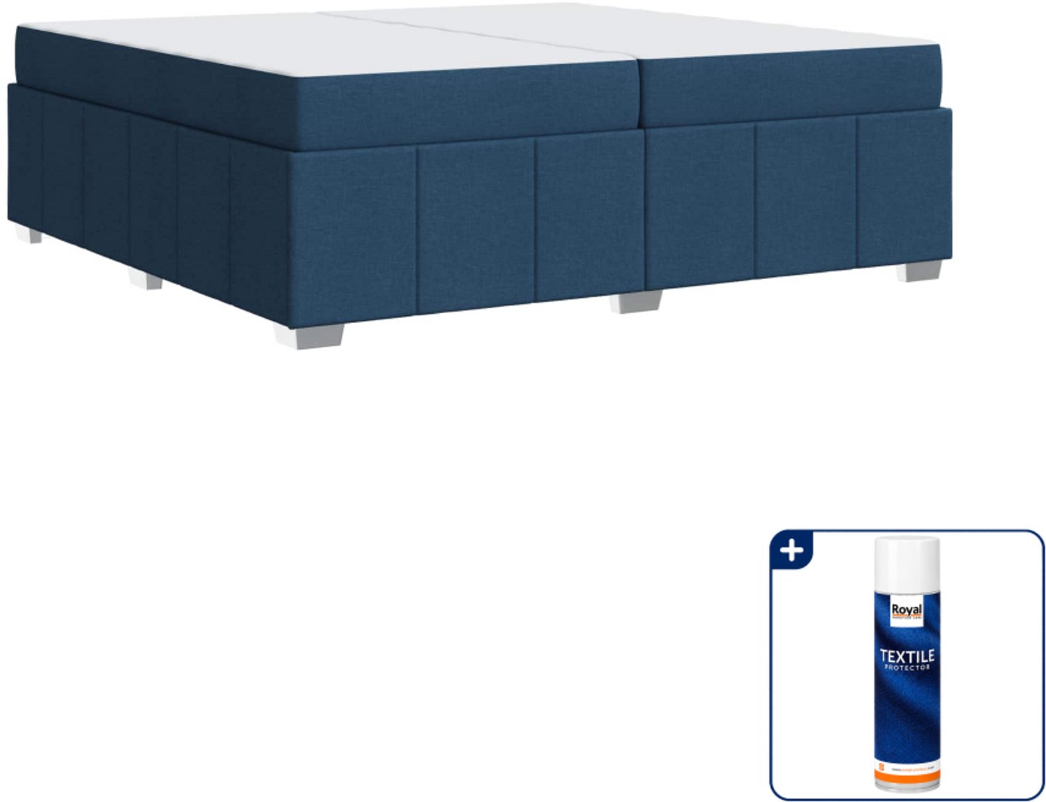 vidaXL boxspring - 200 x 200 cm - stof - blauw - Inclusief textielbeschermer 500 ml Lichtgrijs