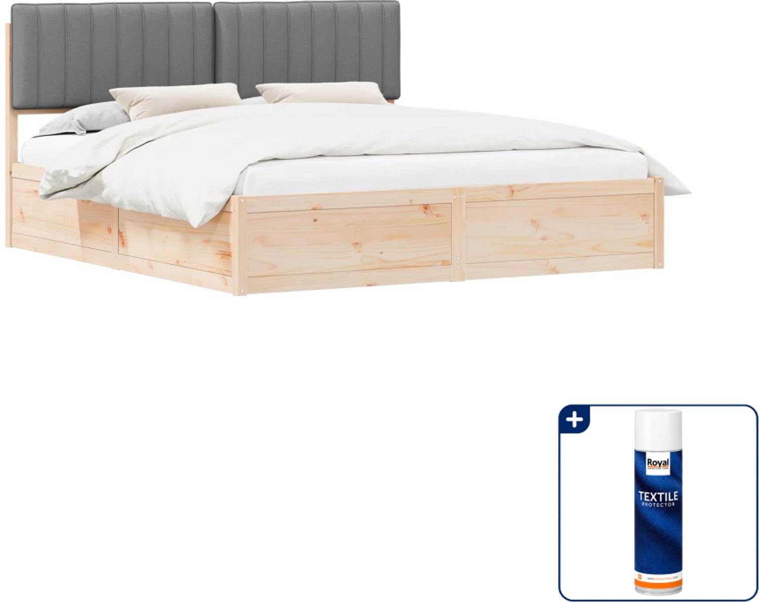 vidaXL Bedframe - Kingsize - 180 x 200 cm - lichtgrijs - Inclusief textielbeschermer 500 ml Groen
