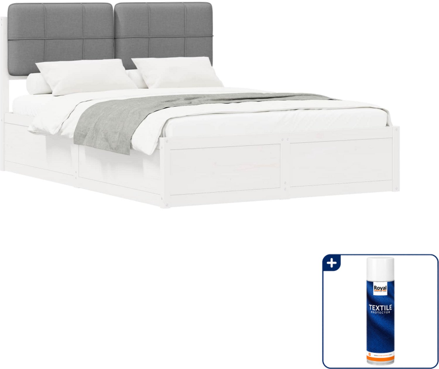 vidaXL bedframe Small double - 140 x 200 cm - lichtgrijs - Inclusief textielbeschermer 500 ml Middelgrijs