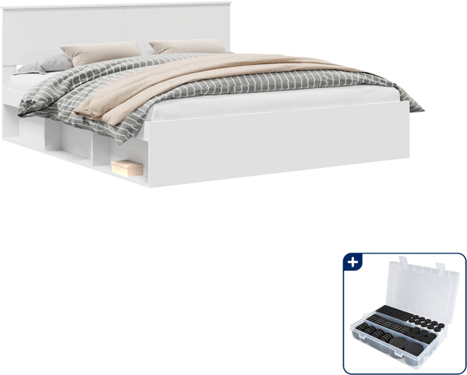 vidaXL Bedframe - Super kingsize 180 x 200 cm - Wit - Inclusief antikrasvilt 177-delig