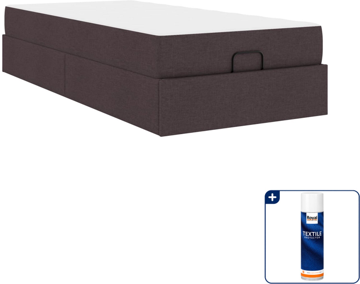 vidaXL bedframe met matras - 90 x 200 cm - stof - tan - Inclusief textielbeschermer 500 ml Bruin