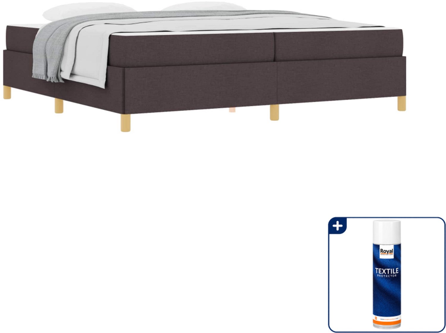 vidaXL Bedframe - 200 x 200 cm - stof - donkerbruin - Inclusief textielbeschermer 500 ml Wit