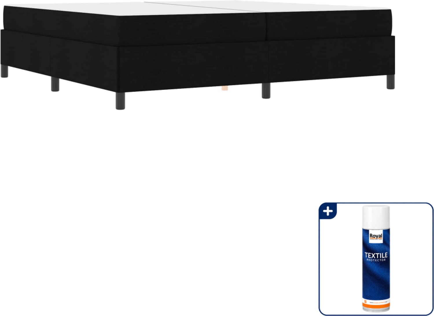 vidaXL Boxspringbed - 200 x 200 cm - zwart - Inclusief textielbeschermer 500 ml Bruin