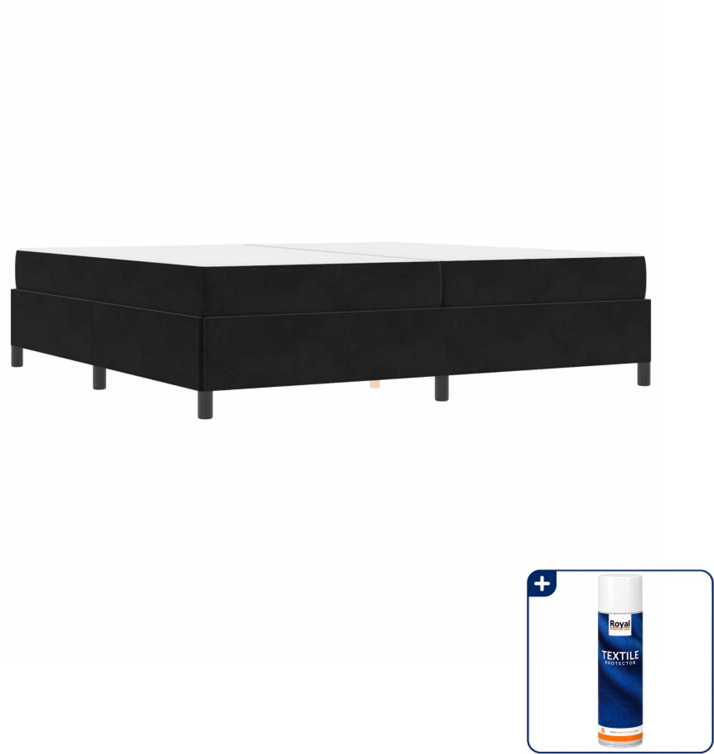 vidaXL bed met matras - 200 x 200 cm - bewerkt hout - zwart - Inclusief textielbeschermer 500 ml