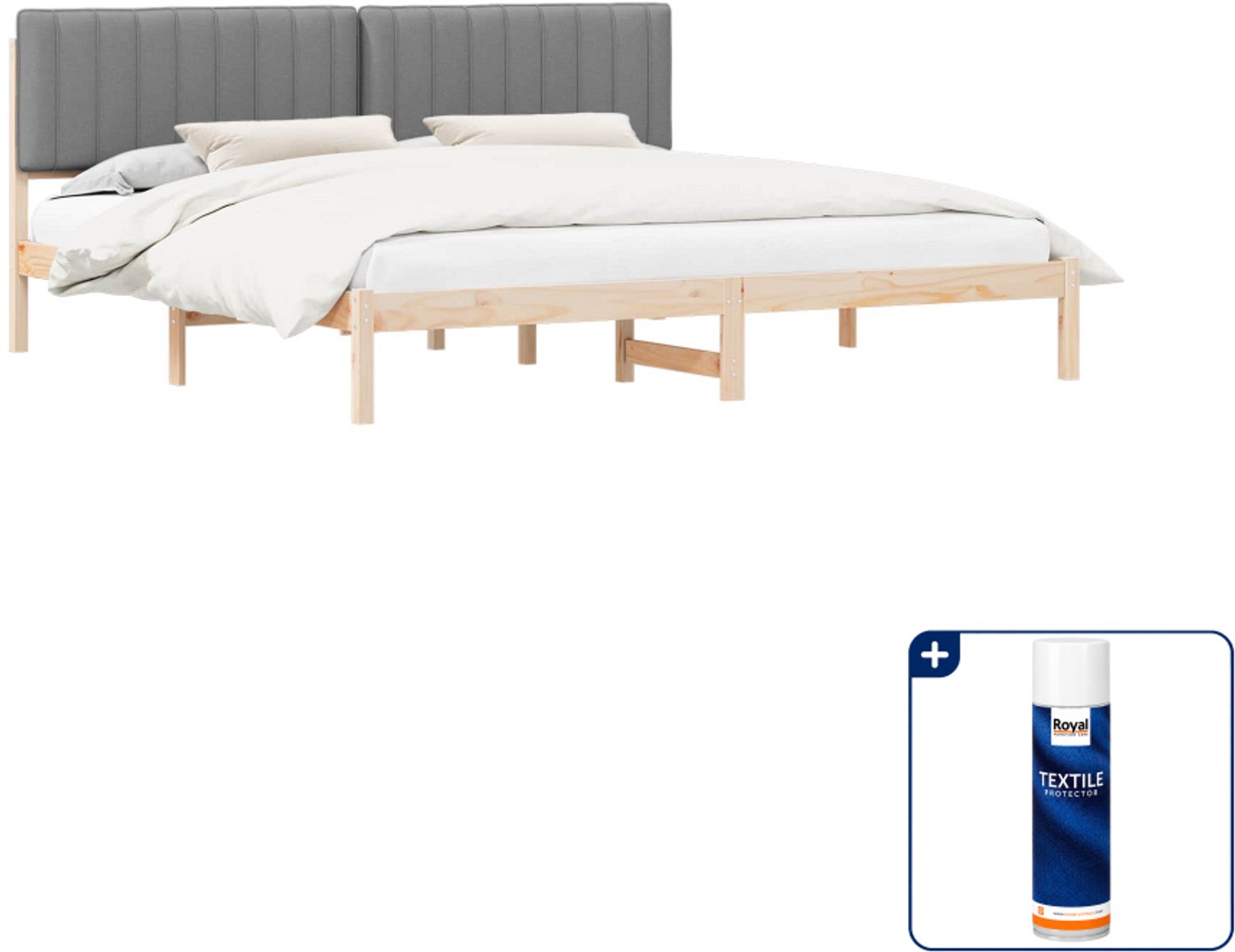 vidaXL bedframe - 200 x 200 cm - lichtgrijs - Inclusief textielbeschermer 500 ml