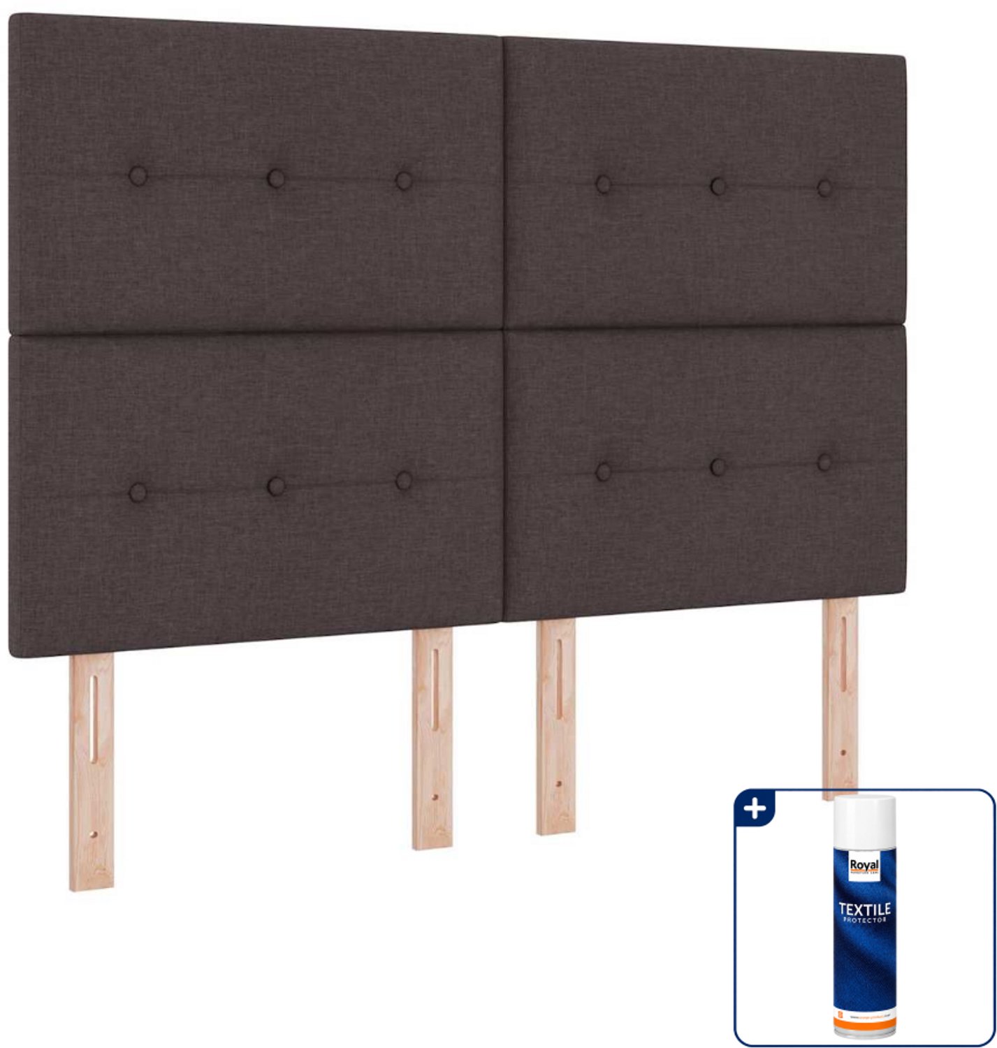 vidaXL boxspring 140 x 190 cm - donkerbruin - Inclusief textielbeschermer 500 ml