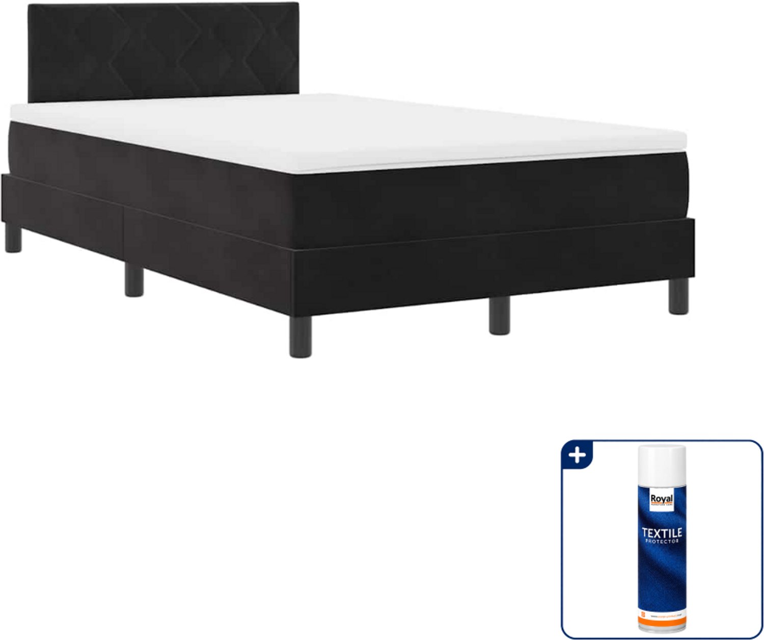 vidaXL boxspring met led - 120 x 200 cm - zwart - Inclusief textielbeschermer 500 ml