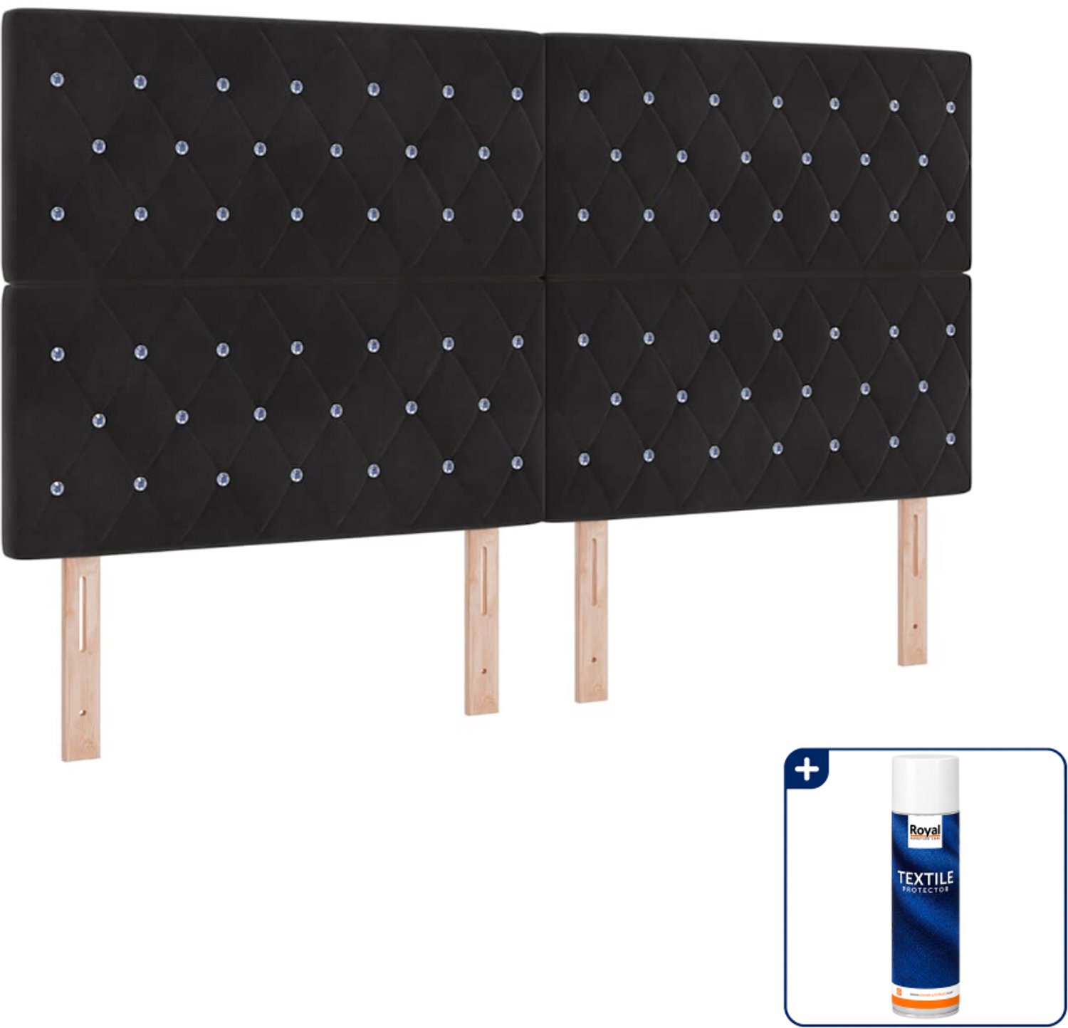 vidaXL Kingsize led boxspring met matras - 180 x 200 cm - zwart - Inclusief textielbeschermer 500 ml