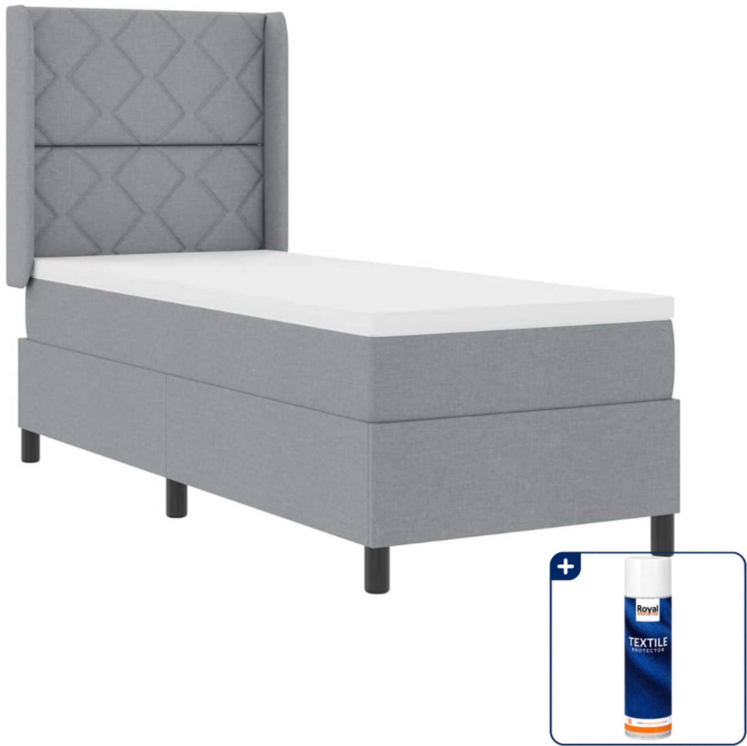 vidaXL boxspring met matras - 80 x 200 cm - lichtgrijs - Inclusief textielbeschermer 500 ml