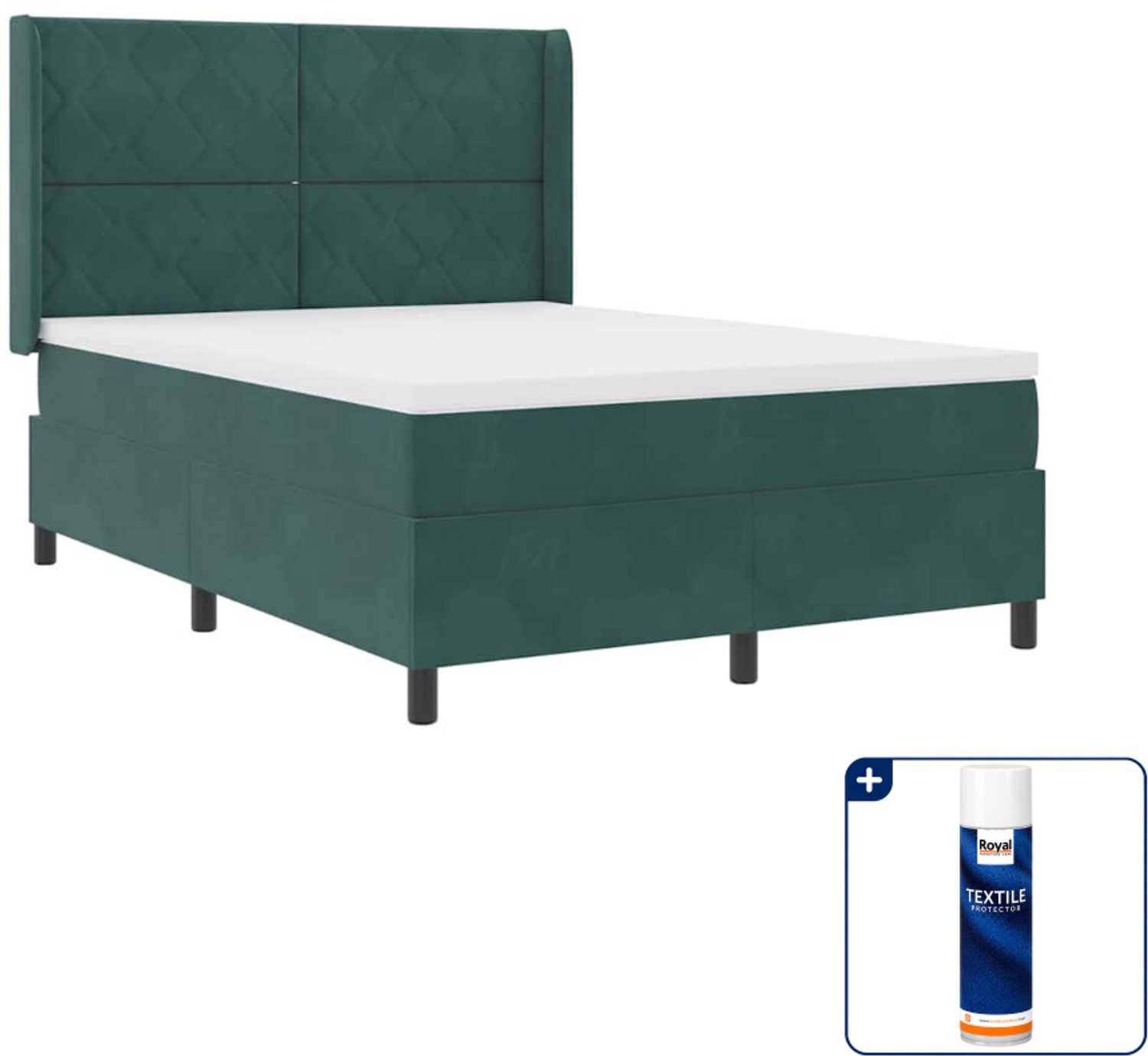vidaXL boxspringbed - Queensize - 160 x 200 cm - donkergroen - Inclusief textielbeschermer 500 ml