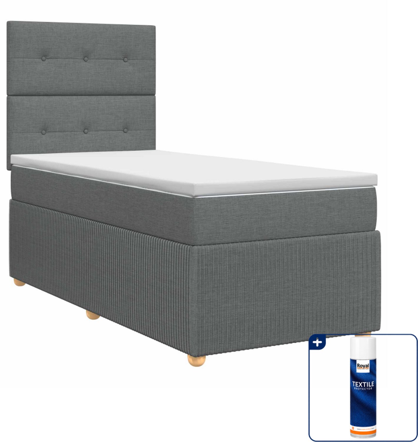 vidaXL boxspringbed - 80 x 200 cm - donkergrijs - Inclusief textielbeschermer 500 ml Donker Grijn