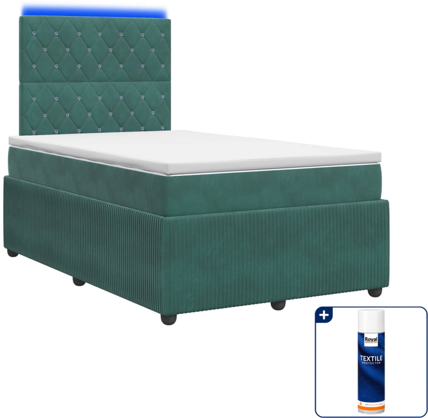 vidaXL boxspring met matras - 120 x 190 cm - donkergroen - Inclusief textielbeschermer 500 ml