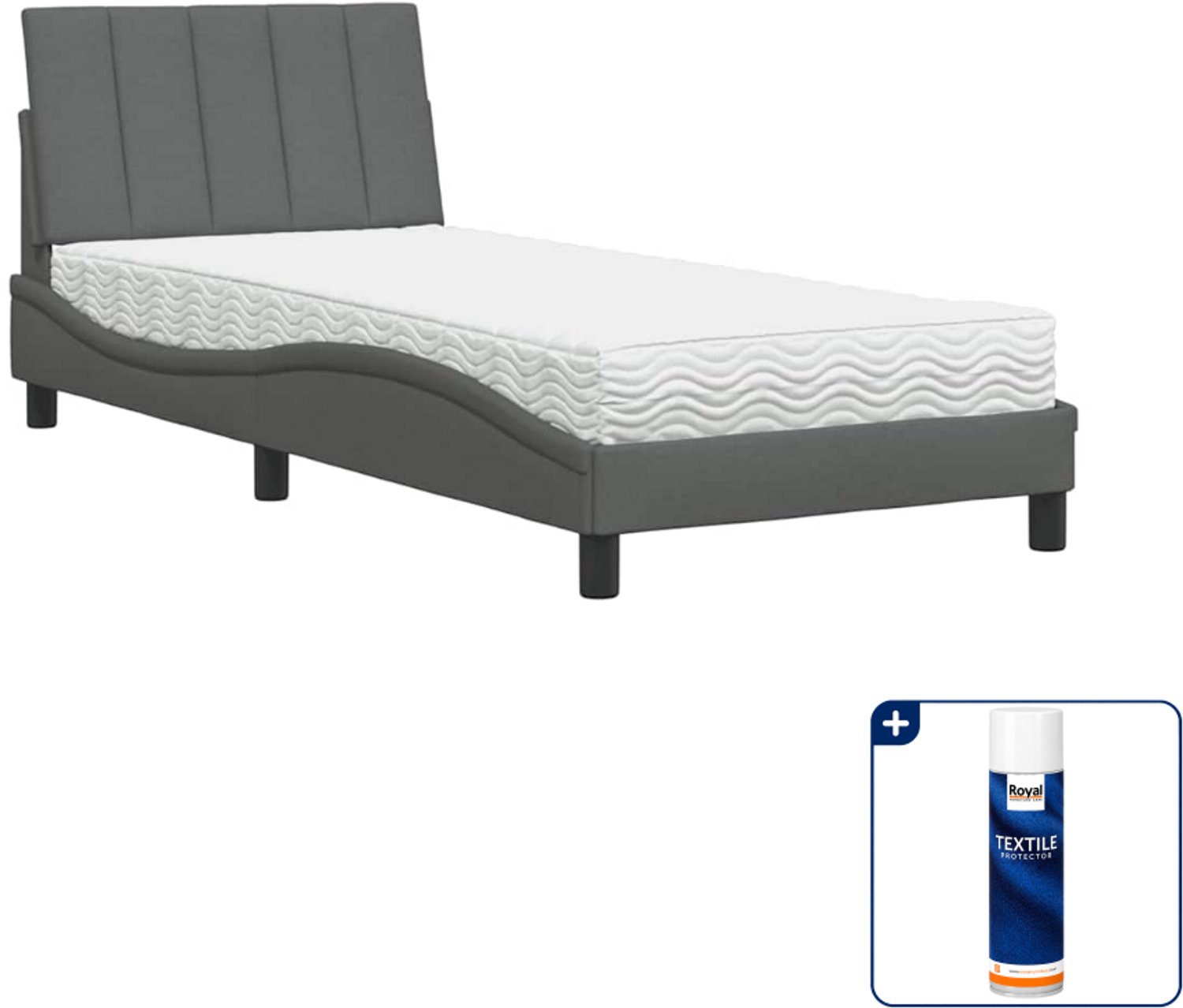 vidaXL bed Hanko met matras - 90 x 200 cm - donkergrijs - Inclusief textielbeschermer 500 ml Bruin