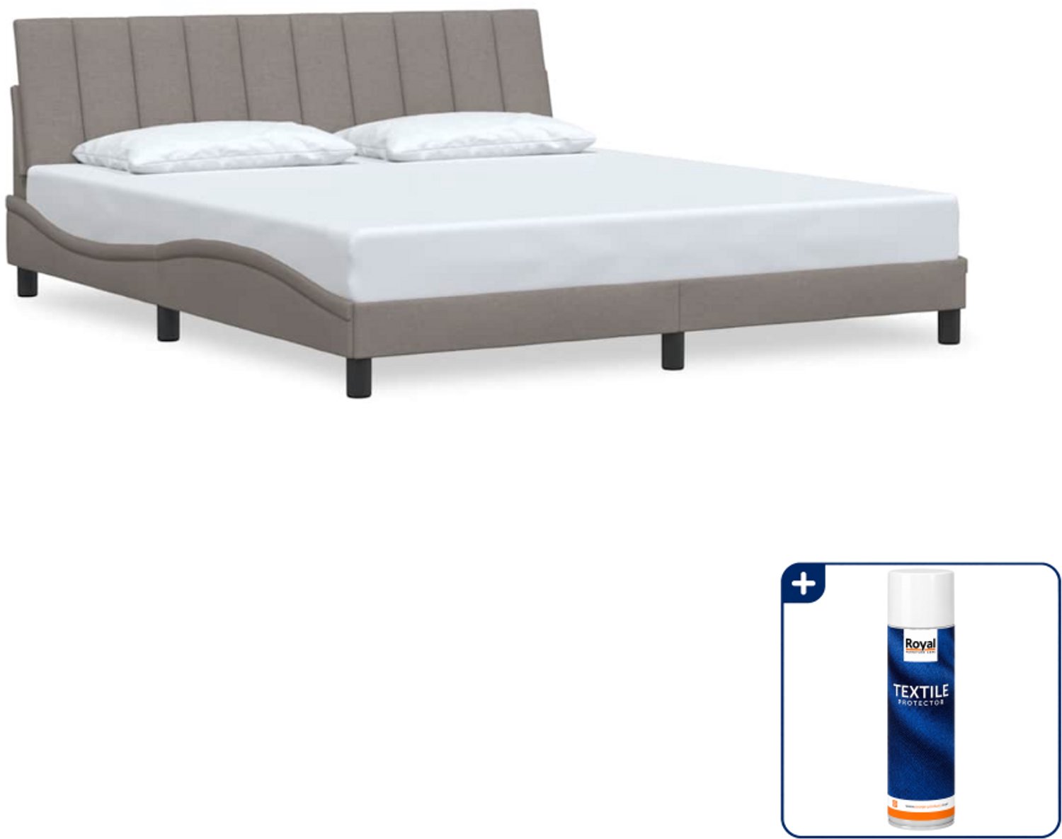vidaXL Hanko bedframe - Kingsize - 180 x 200 cm - taupe - Inclusief textielbeschermer 500 ml