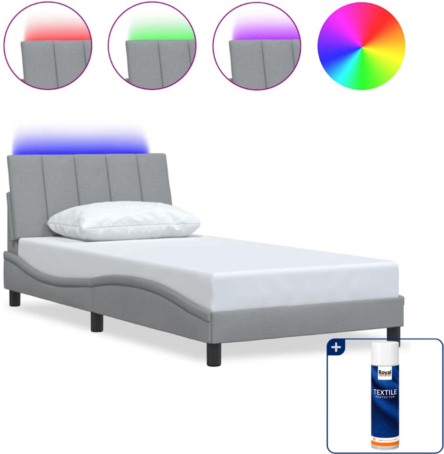 vidaXL Bedframe Dover - 100 x 200 cm - stof - lichtgrijs - Inclusief textielbeschermer 500 ml