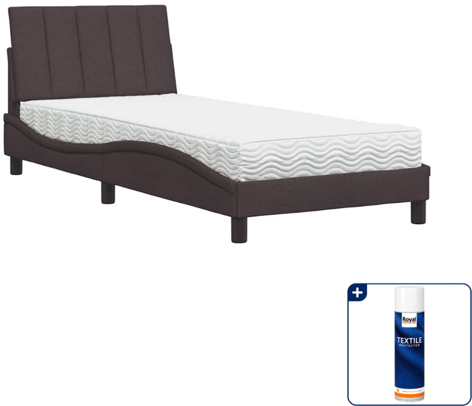 vidaXL Bed Hanko met matras - 80 x 200 cm - donkerbruin - Inclusief textielbeschermer 500 ml Crème