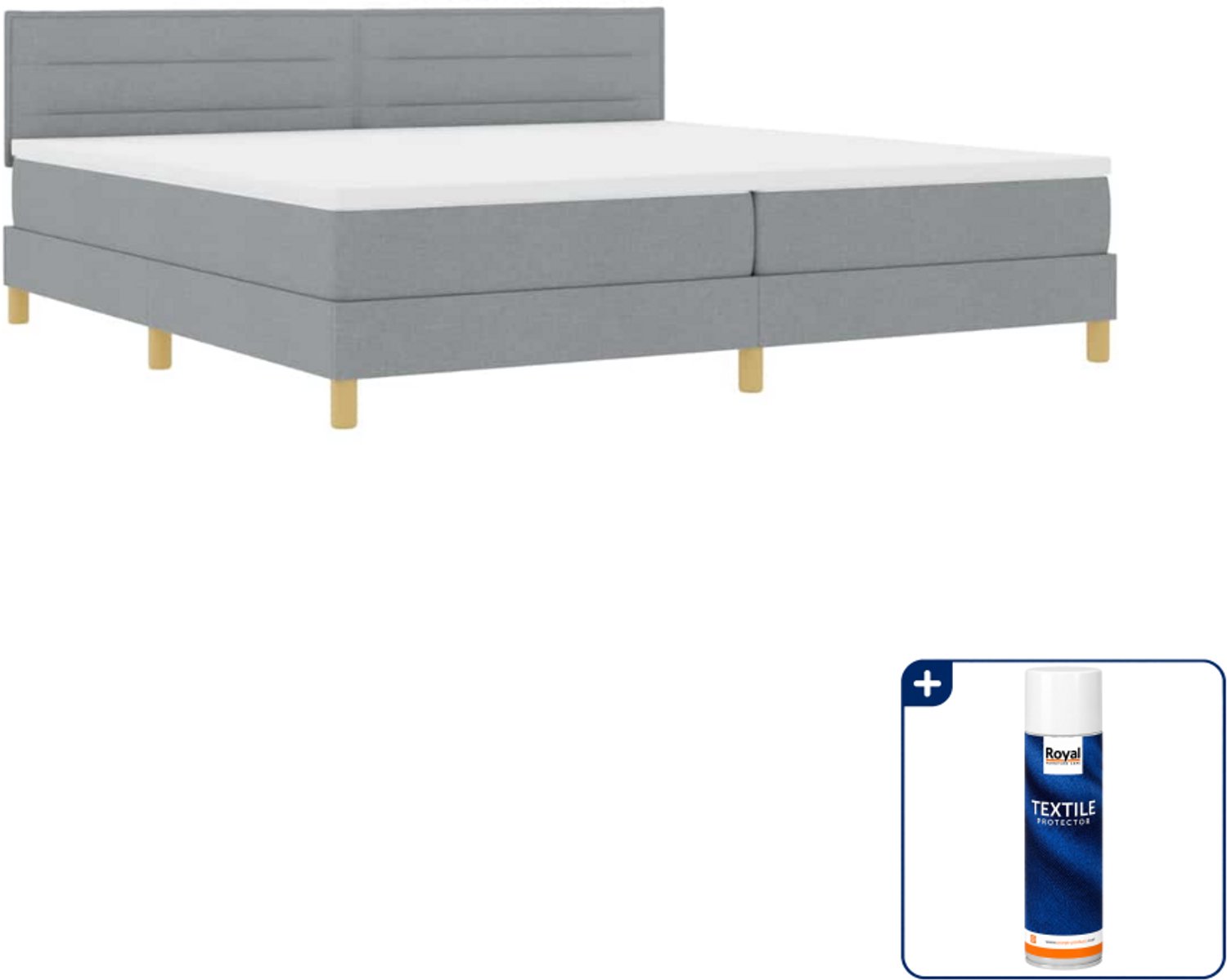 vidaXL led-boxspring - 200 x 200 cm - lichtgrijs - Inclusief textielbeschermer 500 ml