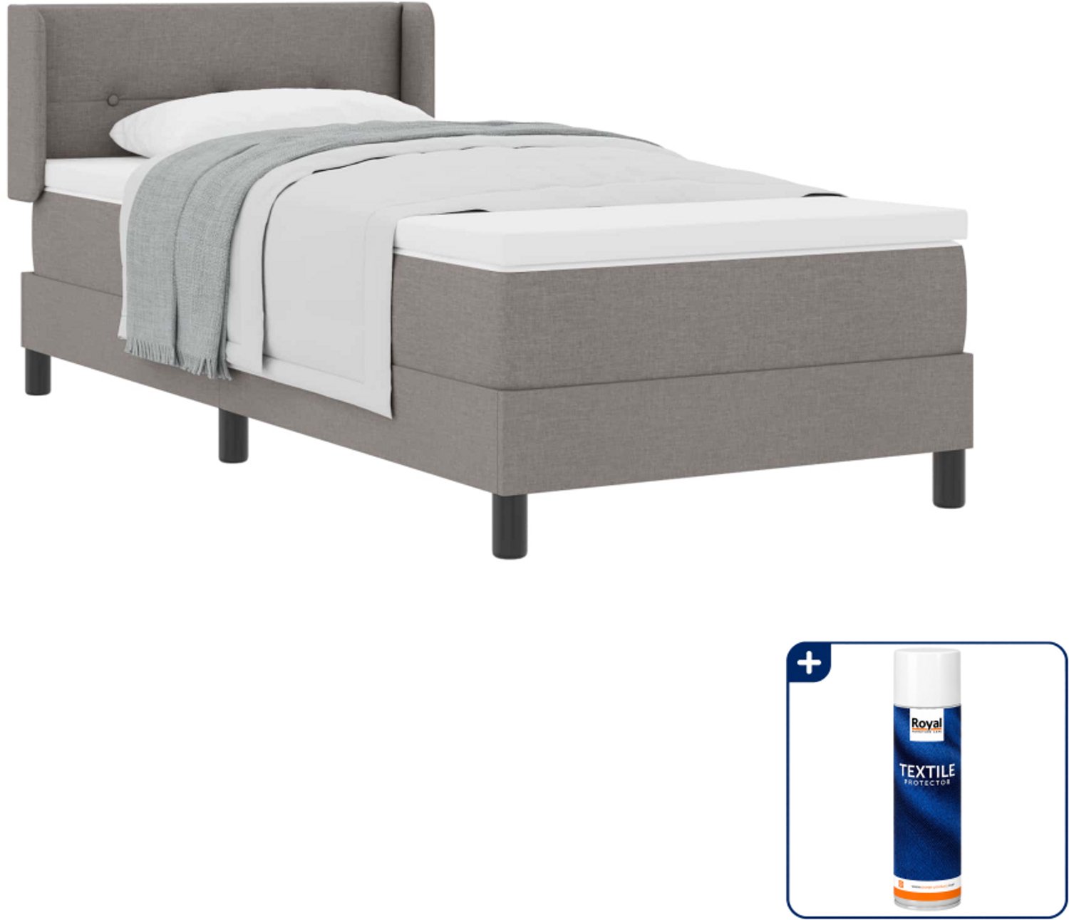 vidaXL boxspringbed - 190 x 90 cm - taupe - Inclusief textielbeschermer 500 ml