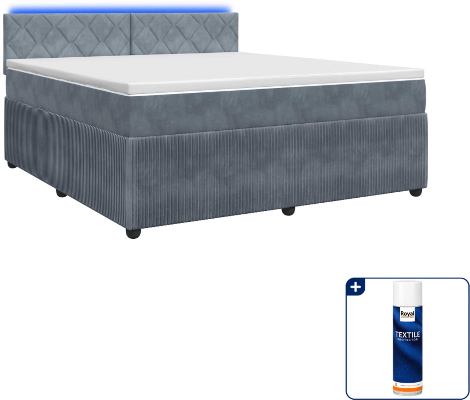 vidaXL Boxspringbed Kingsize - 180 x 200 cm - donkergrijs - Inclusief textielbeschermer 500 ml Donker Grijn