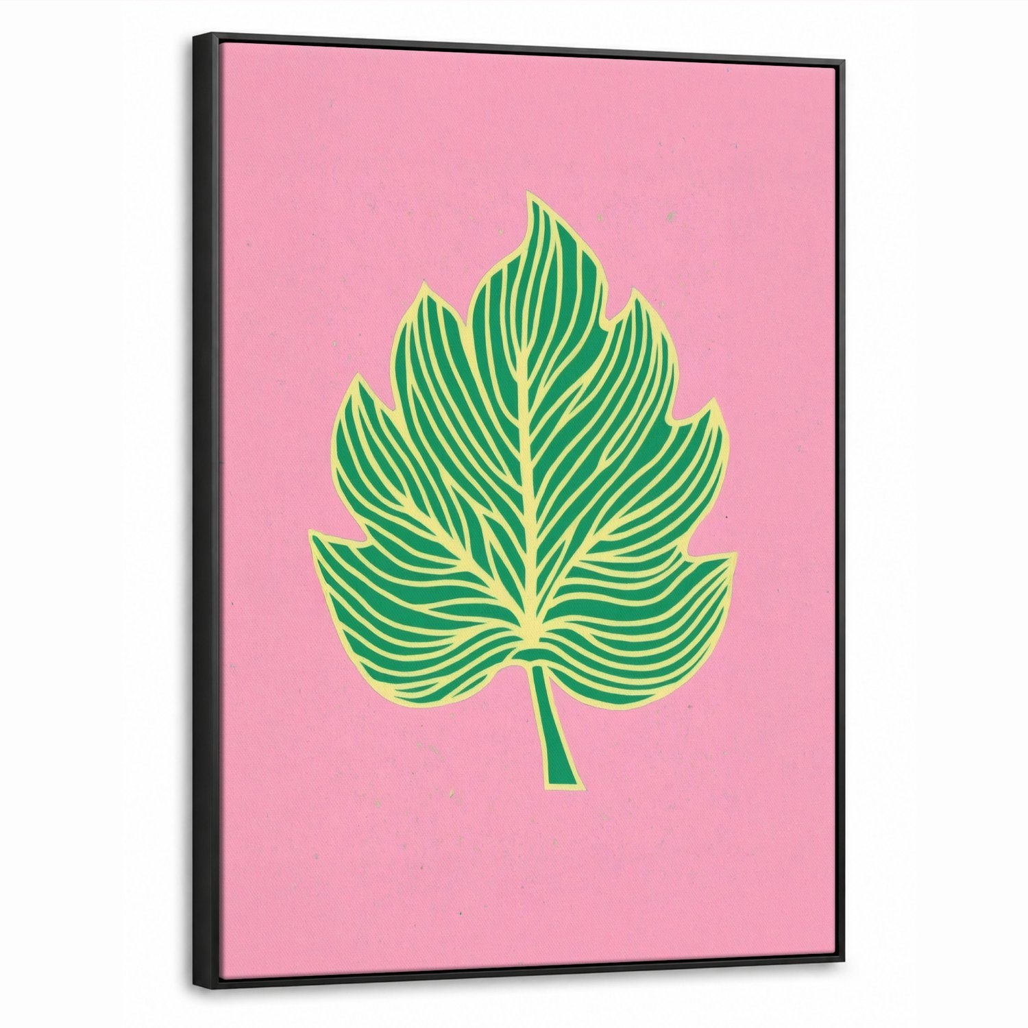 Canvas Schilderij met Baklijst 60x80cm - Blad - Groen - Illustratie - Minimalistisch - Muurdecoratie woonkamer - Slaapkamer decoratie - Kamer accessoires - Schilderijen op canvas met lijst