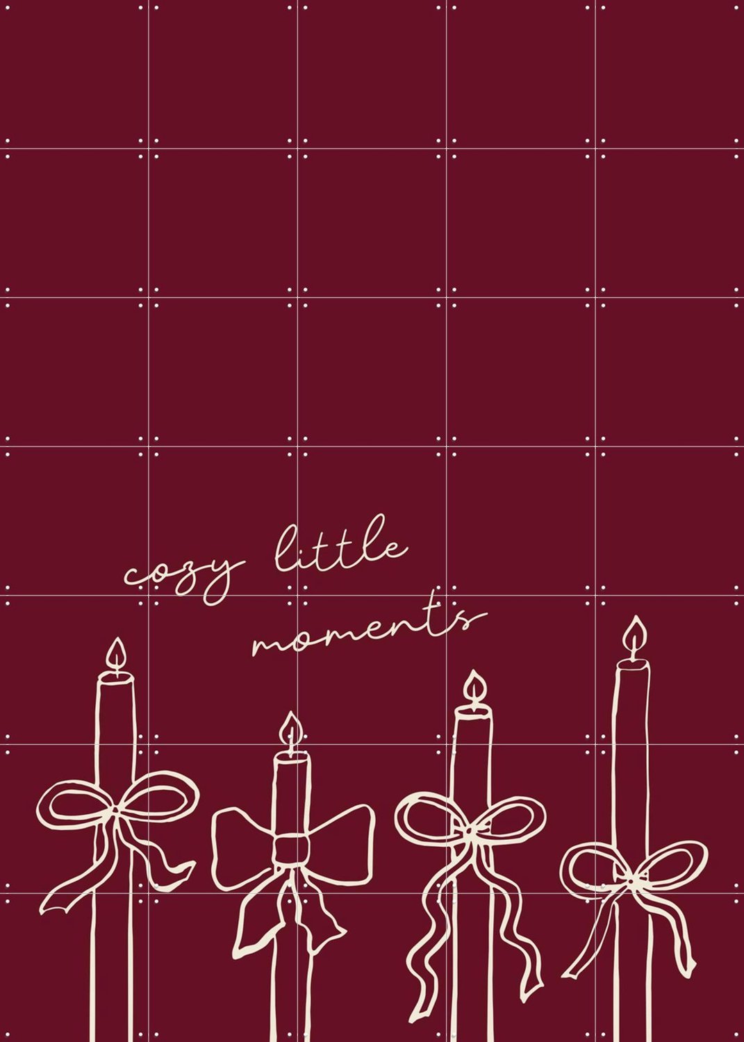 IXXI Cozy Little Moments, Palmartprints - 100 x 140 cm - Grote wanddecoratie en posters - Minimalisme, Gang, Woonkamer, Kerst Rood