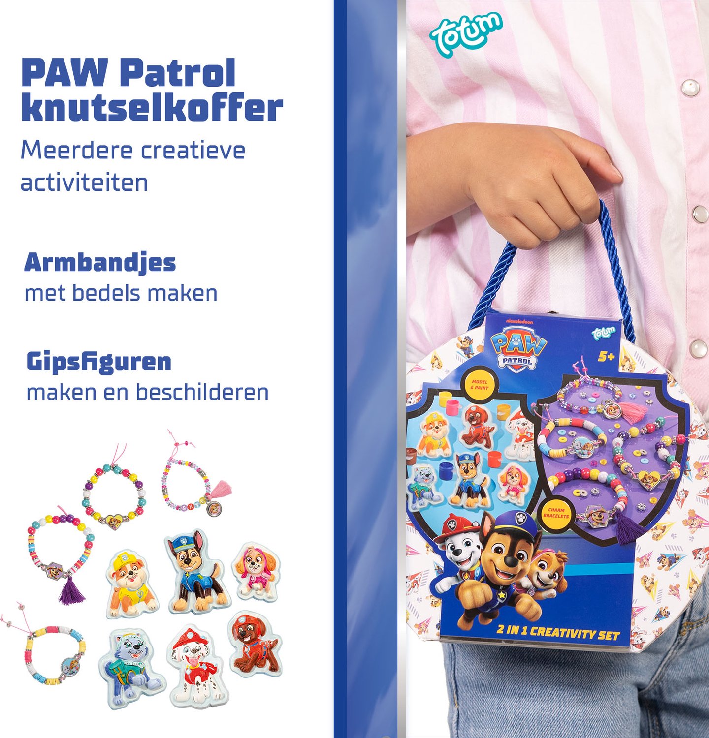 PAW Patrol 2-in-1 Knutselkoffer - 4 armbandjes maken - 300+ kralen - 6 gipsfiguren gieten en schilderen - Speelgoed Kinderen - Knutselen - Voor meisjes en jongens - Vanaf 5 jaar - Totum — afbeelding 2