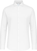Vercate - Strijkvrij Overhemd - Japanese Knitted - Piqué Katoen - Wit - Slim Fit - Lange Mouw - Heren - Maat 41/L
