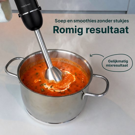 Staafmixer met Maatbeker - 1000W - Zwart - 12 Snelheden + Turbofunctie - Handblender - Vaatwasserbestendig - BPA-vrij - Vivid Green van Vivid Green — afbeelding 5