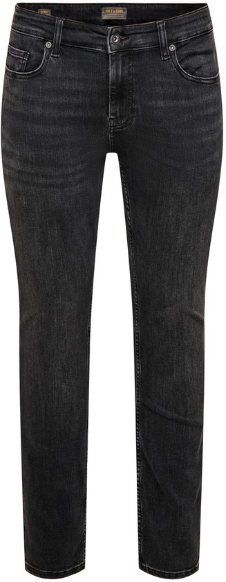 Zwarte skinny jeans met een verwassen look en Only & Sons label in de taille.