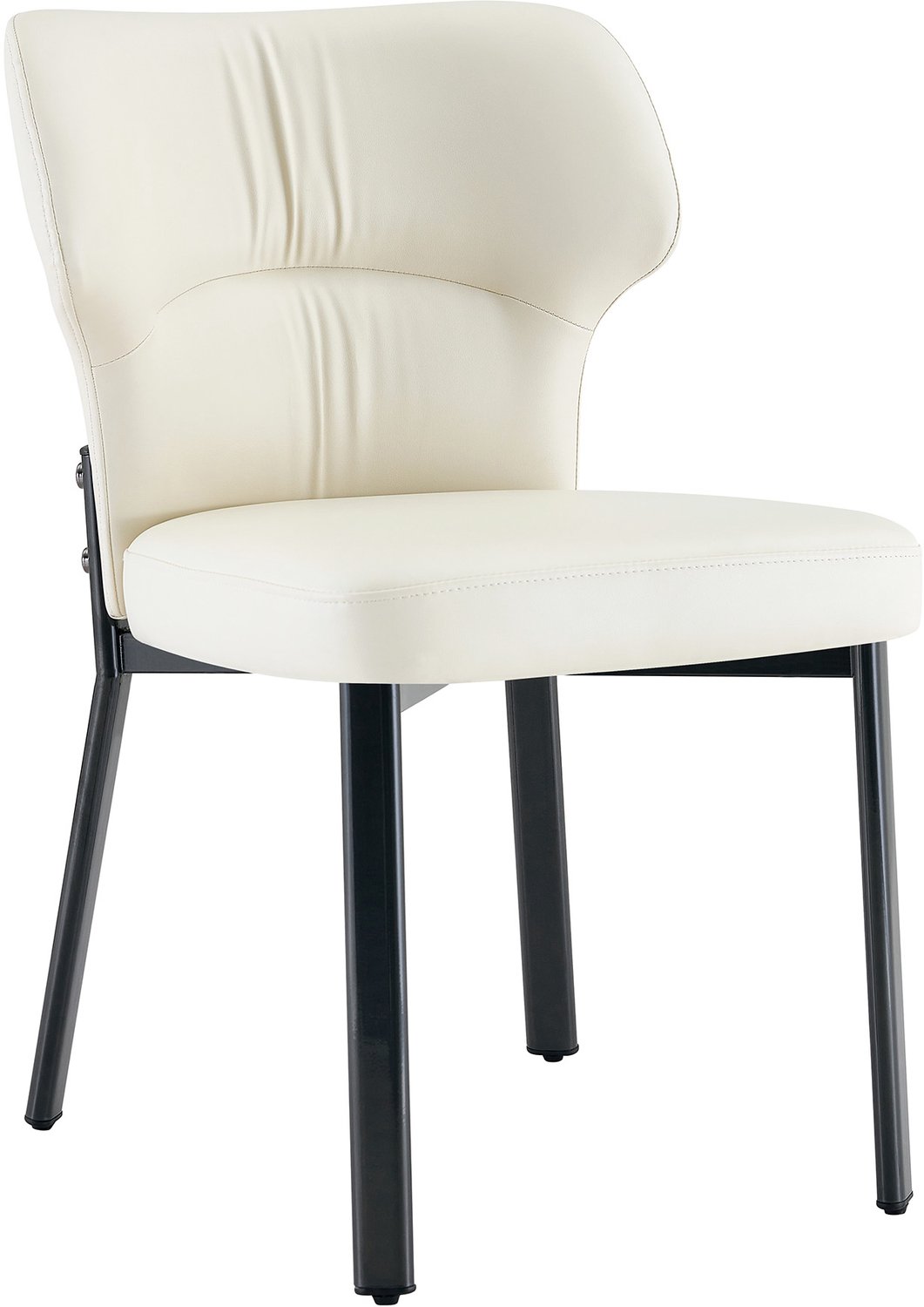 MUVANO Beige eetkamerstoelen set van 2 - Keukenstoelen - Gewatteerd kunstleer - Zwart metalen onderstel - Zithoogte 48 cm - Voor eetkamer en woonkamer