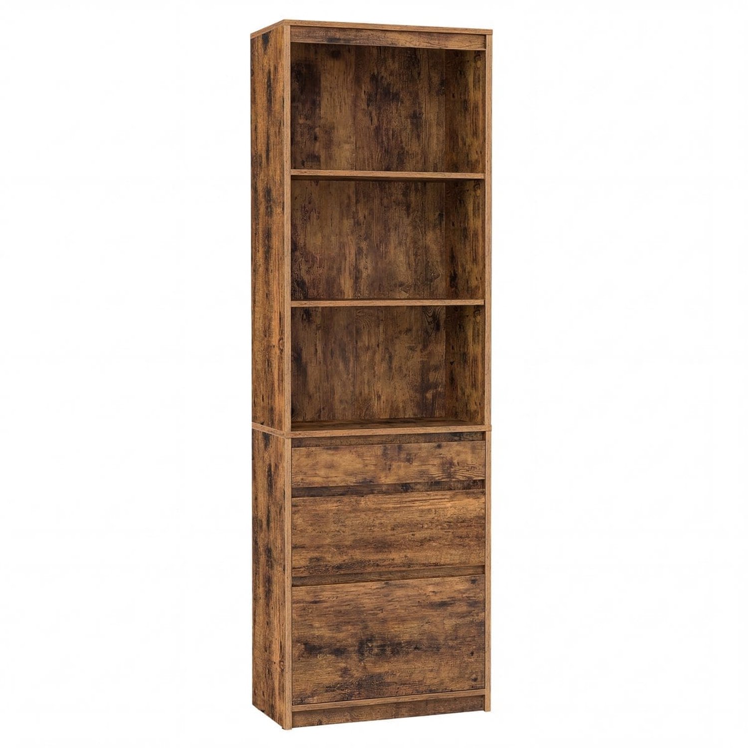Klarven Boekenkast Vintagebruin - Verstelbare Boekenkast - Boekenkastje - Boekenkasten - Verstelbare Planken - Inclusief Kantelbeveiliging - Draagvermogen 50kg per Plank - 57,1x30x180 cm Vintage bruin/notenhout