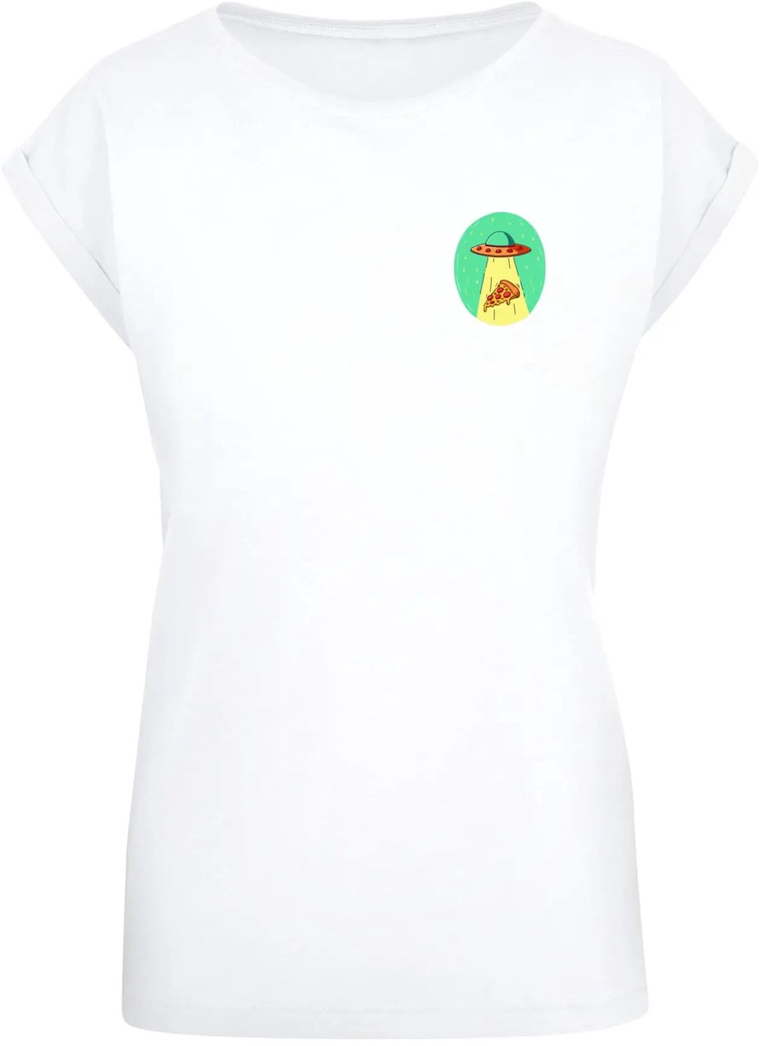 T-shirt dames Mister Tee Ufo Pizza Extended Wit