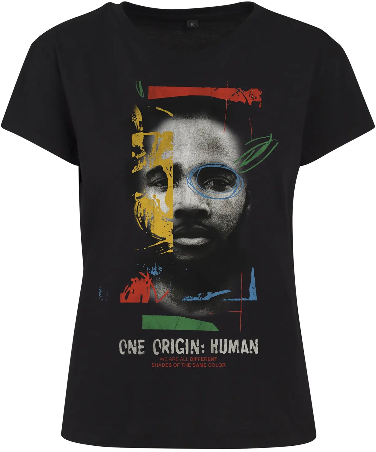 Dames-T-shirt Mister Tee One Origin Human Zwart