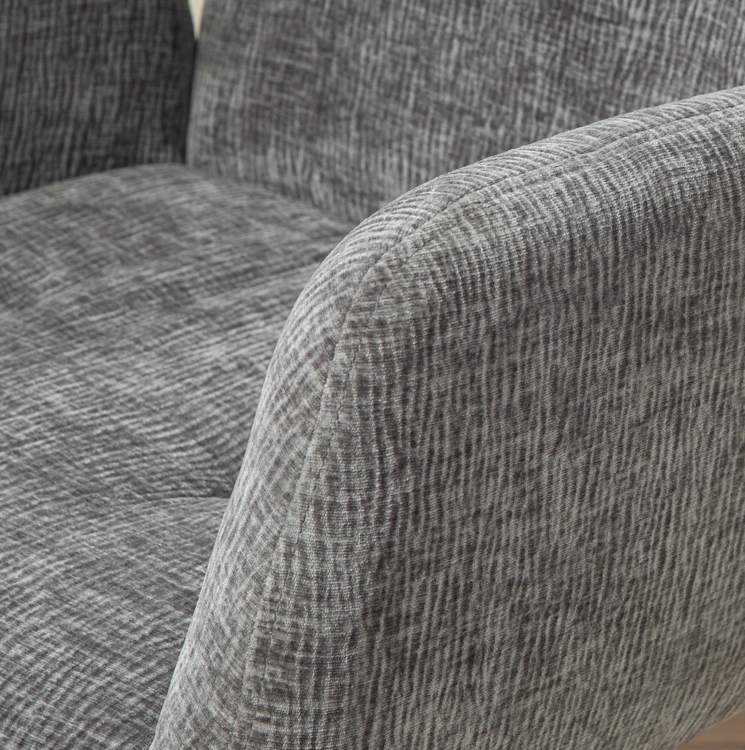 DESMIU Draaifauteuil 60 x 61 x 88 cm - 360 Graden Draaibaar met Armleuningen - Voor Woonkamer en Slaapkamer - Polyester - Donkergrijs