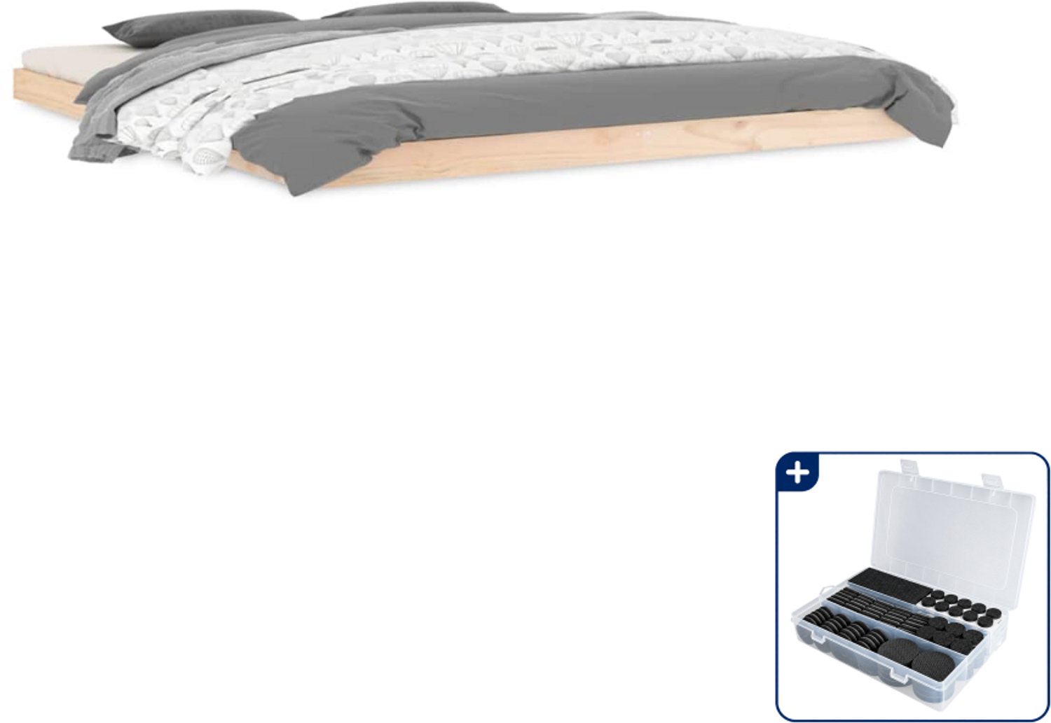 vidaXL Kingsize bedframe 180 x 200 cm - massief grenenhout - Inclusief antikrasvilt 177-delig Bruin