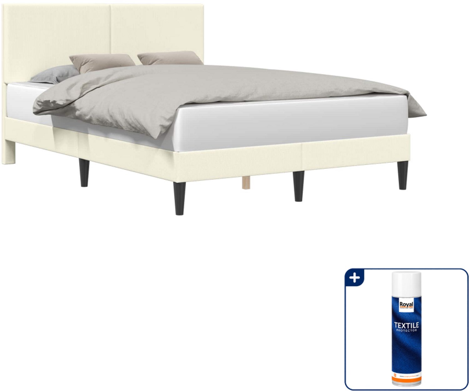vidaXL bedframe Queensize - 160 x 200 cm - katoen - crèmekleurig - Inclusief textielbeschermer 500 ml