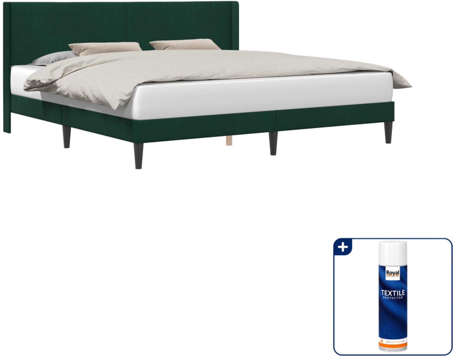 vidaXL bedframe Kingsize - 180 x 200 cm - fluweel - donkergroen - Inclusief textielbeschermer 500 ml