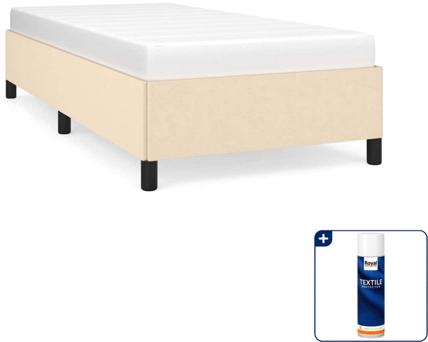 vidaXL bedframe - 80 x 200 cm - stof - crèmekleurig - Inclusief textielbeschermer 500 ml