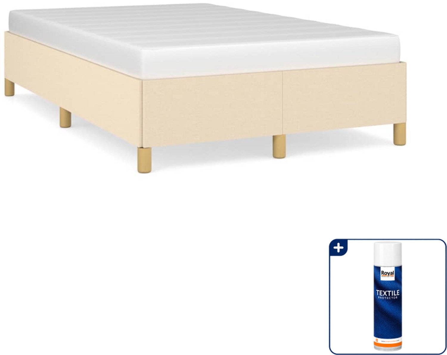 vidaXL Bedframe - 120 x 200 cm - stof - crème - Inclusief textielbeschermer 500 ml