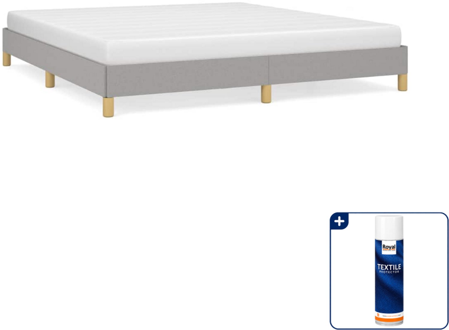 vidaXL Kingsize bedframe - 180 x 200 cm - stof - lichtgrijs - Inclusief textielbeschermer 500 ml