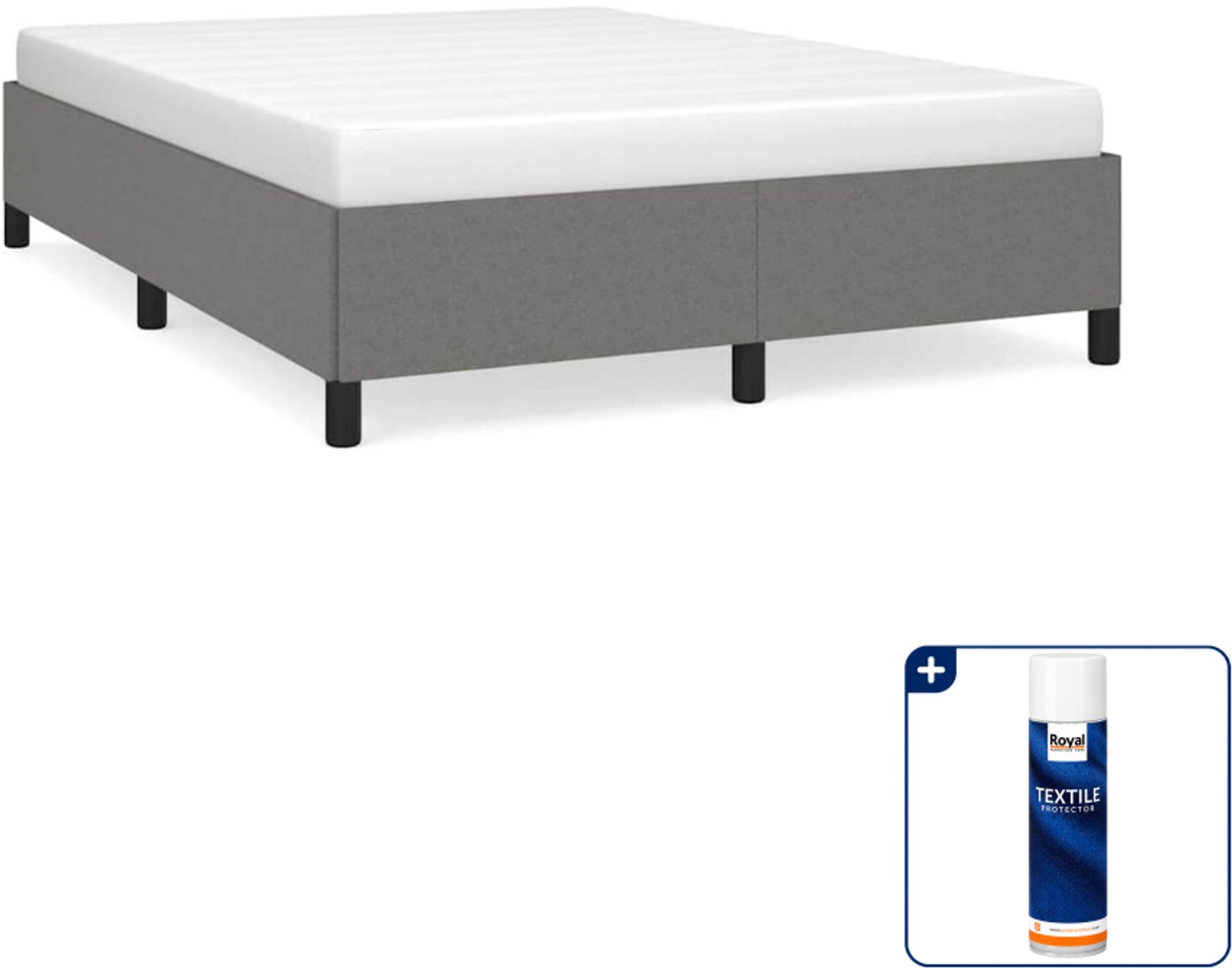 vidaXL bedframe - 137 x 190 cm - stof - donkergrijs - Inclusief textielbeschermer 500 ml