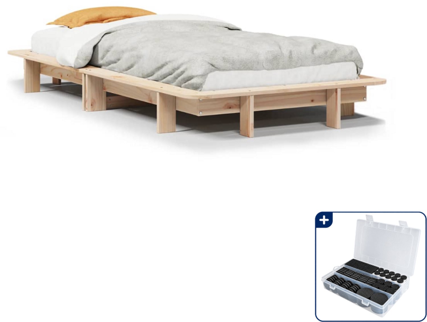 vidaXL bedframe - 90 x 200 cm - massief grenenhout - Inclusief antikrasvilt 177-delig Bruin