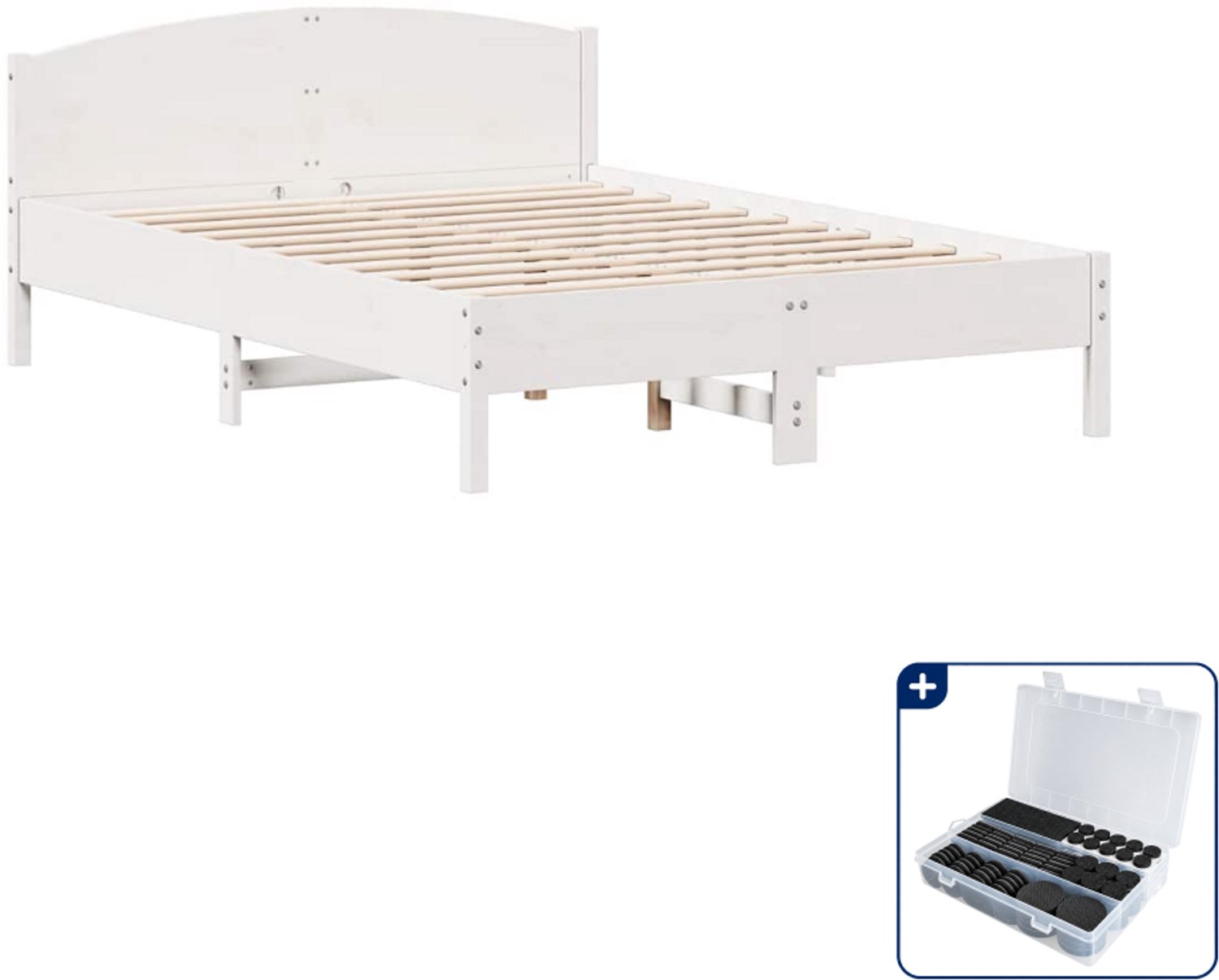 vidaXL bedframe - 120 x 200 cm - massief grenenhout - wit - Inclusief antikrasvilt 177-delig