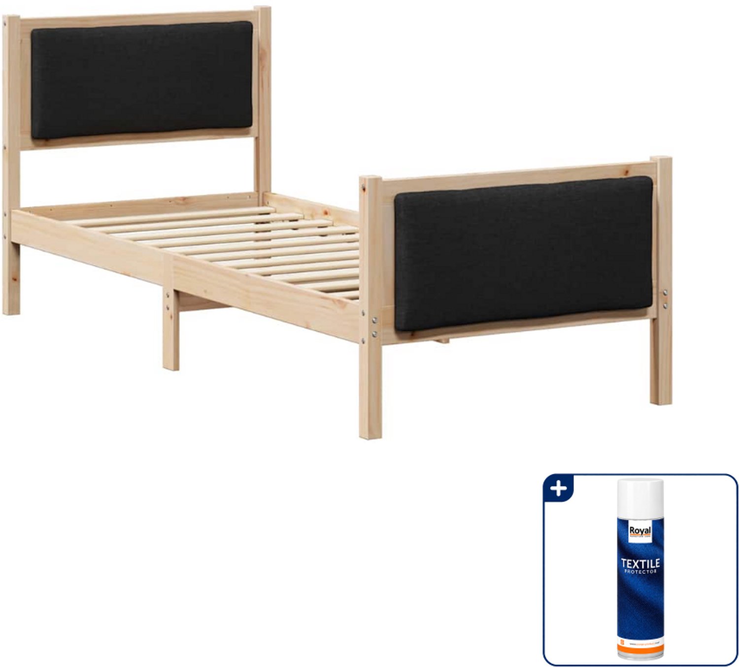 vidaXL bedframe - 80 x 200 cm - zwart - Inclusief textielbeschermer 500 ml Bruin