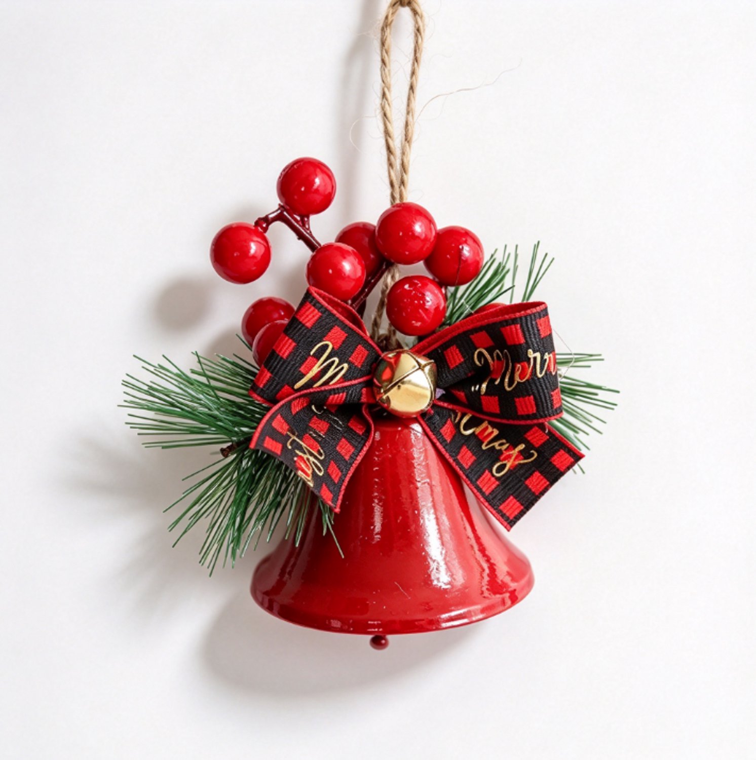 Sanorum Kerstdecoratie - Kerstboomornamenten -Decoratie in de vorm van een bel - Feestelijke Versiering - Klaar om op te Hangen - Kerstcadeaus - Geschikt voor kerstbomen, kransen, ramen en diverse kerstdecoraties - 1 Stuk - Rood