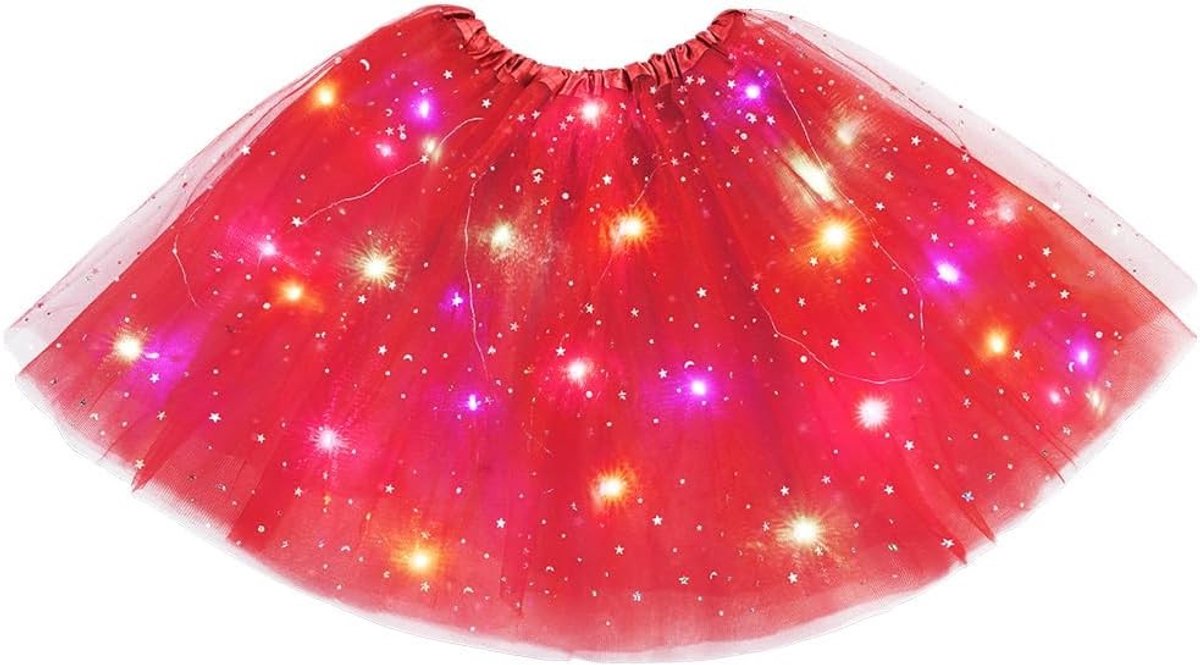 Lichtgevende Tulle Tutu Rok voor Vrouwen, Sequins Sterren, Elastische Ballet Dans Outfit voor Feest en Halloween Kostuum