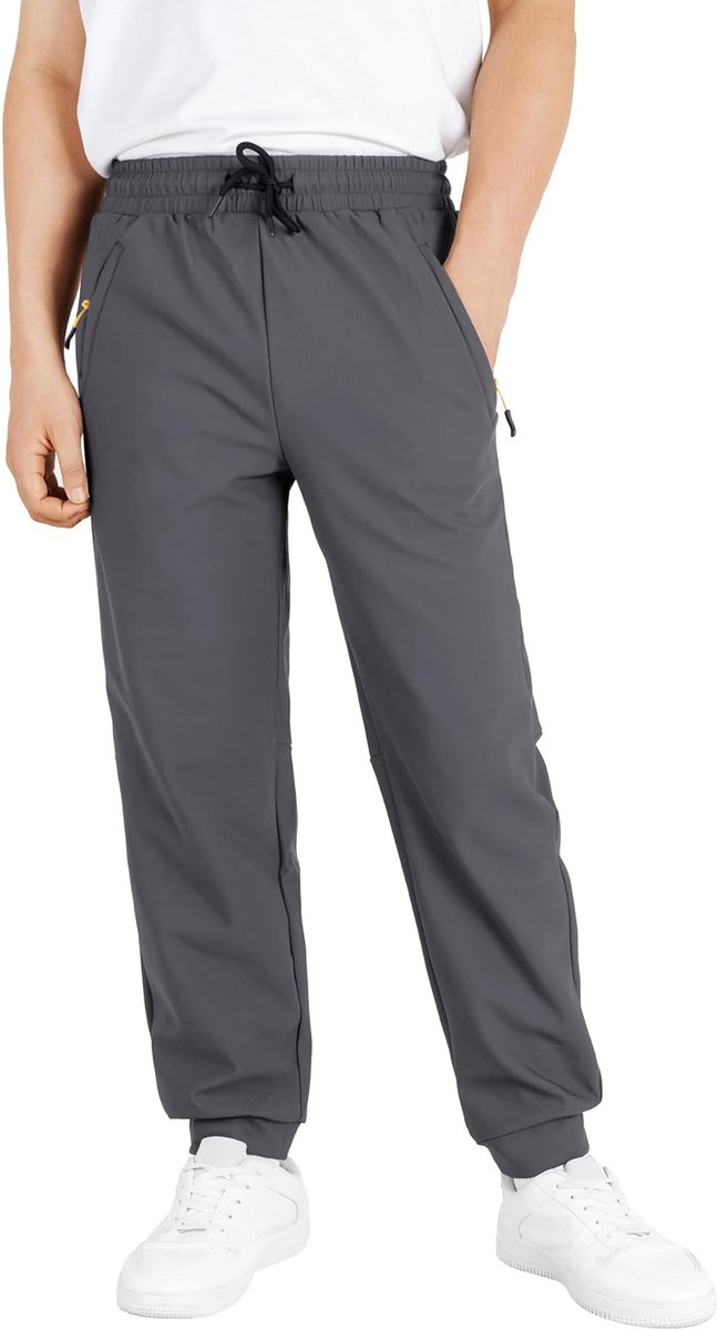 Sportbroek voor jongens, trainingsbroek, sport, joggingbroek, kinderen, stretch, waterdicht, joggingbroek met zakken met ritssluiting