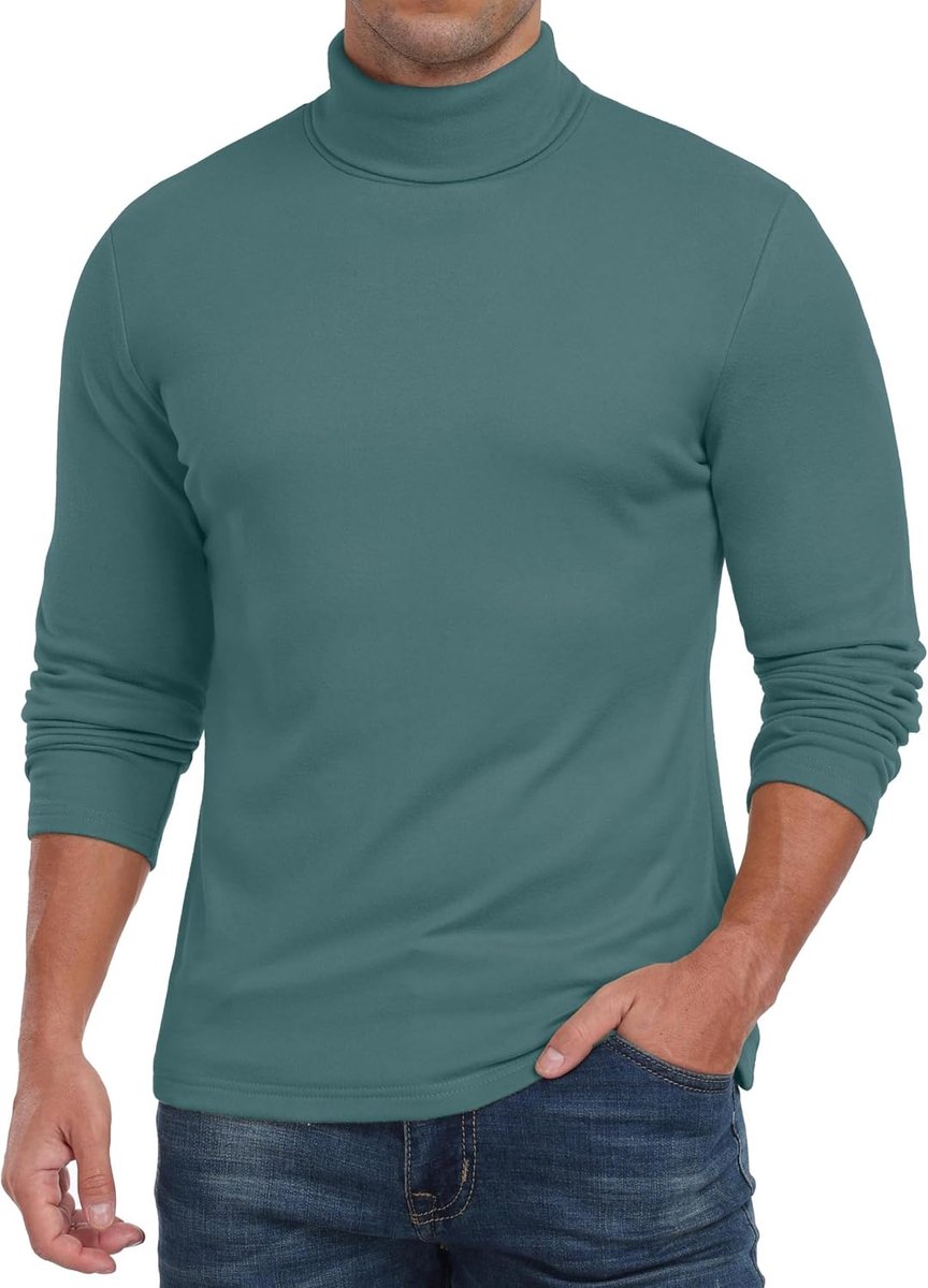 Heren thermo-onderhemd lange mouwen rolkraag functioneel shirt winter warm thermisch ondergoed bovendeel